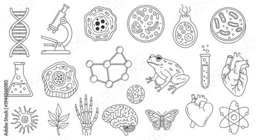Science icons and symbols collection.