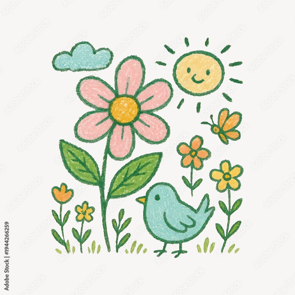 Obraz premium Whimsical nature doodle illustration