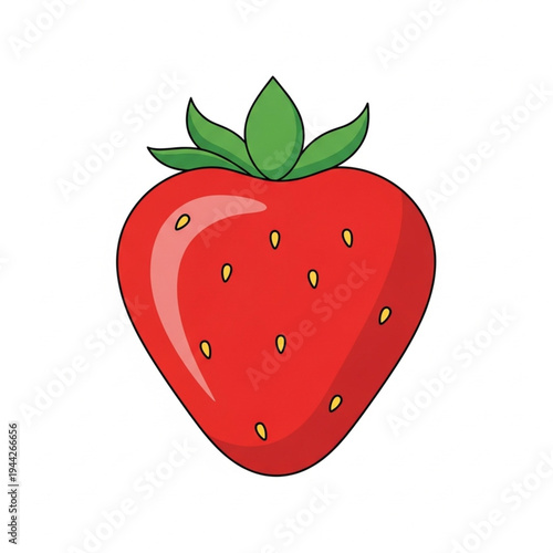 Fresh Strawberry Fruit with Green Leaves.