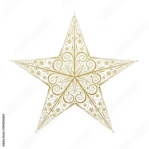 Golden Ornate Star Decoration with Floral Patterns.