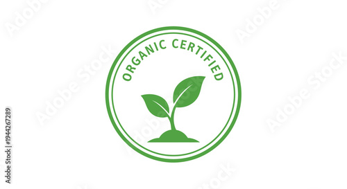 Green organic certified leaf logo symbol.