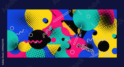 Vibrant colorful geometric shapes pattern.