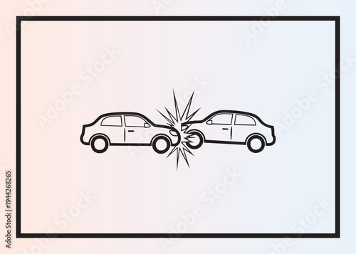 Car collision accident illustration with impact effect