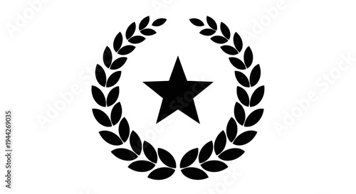 Black star laurel wreath logo icon.
