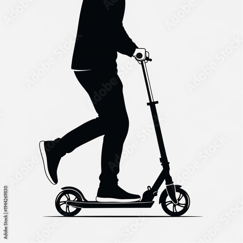 Person Riding Electric Scooter Silhouette.