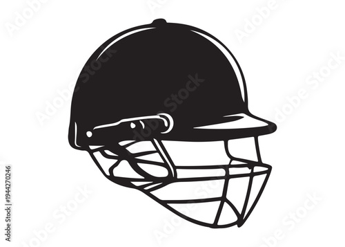 cricket helmet logo silhouette vector, batsman helmet logo silhouette vector illustration, safety helmet logo silhouette, sports protection equipment helmet logo silhouette design on white background