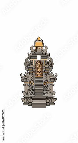 Ornate Hindu Temple Tower Architecture.