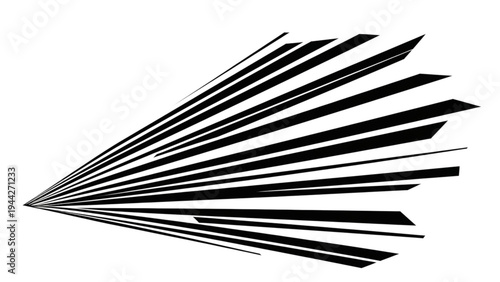 Black arrows radiate outward in a fan shape from a point