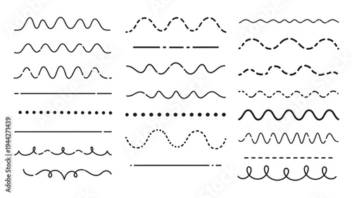 Graphic designer creates various wavy lines and patterns on a plain surface.