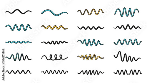 Graphic designer creates various wavy line illustrations for projects