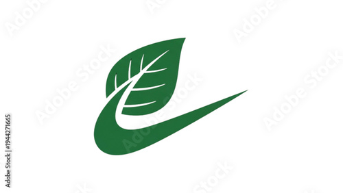 Green leafy logo with curved line forms dynamic natural symbol
