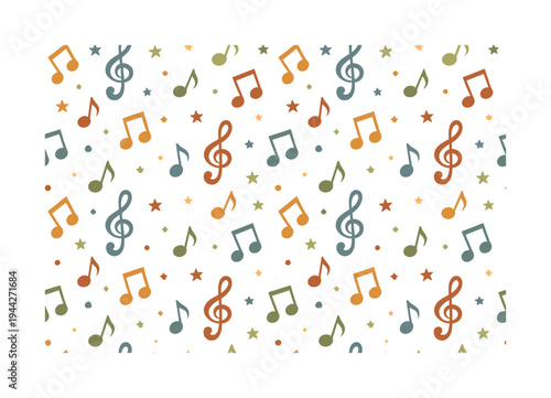 melody symbols composition seamless pattern, repeating pattern, surface design, textile print, scattered