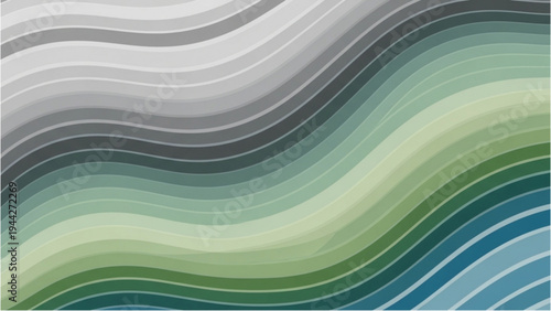 Wavy lines depict natural gradient landscape with abstract design