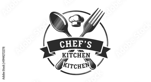 Black and white chef kitchen logo.