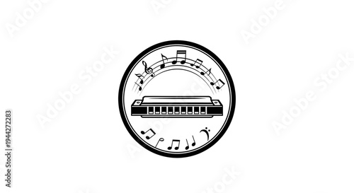 Black and white harmonica musical instrument.