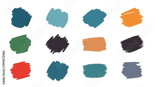 Colorful brush strokes on a white background display various hues