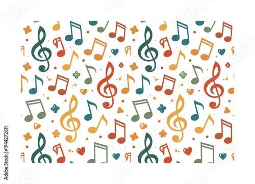 Playful Music Notes Pattern. music notes pattern seamless pattern, repeating pattern, surface design, textile