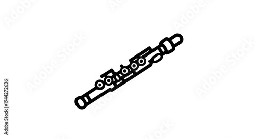 Detailed drawing of a flute instrument.