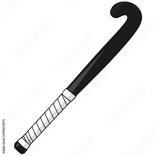 black field hockey stick flat vector illustration template