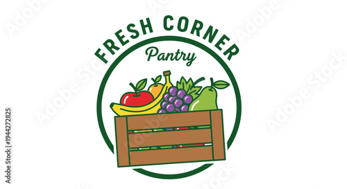 Fresh fruit in wooden crate box.