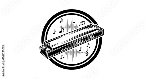 Harmonica musical instrument close up.