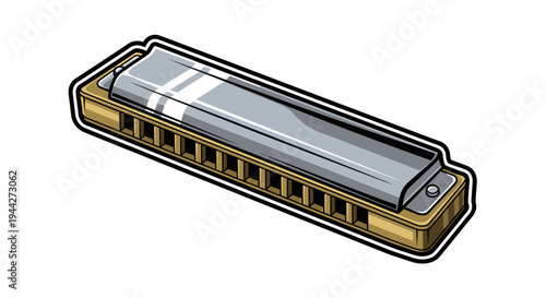 Harmonica Musical Instrument Closeup View.