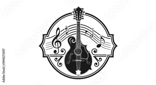 Mandolin musical instrument logo design.