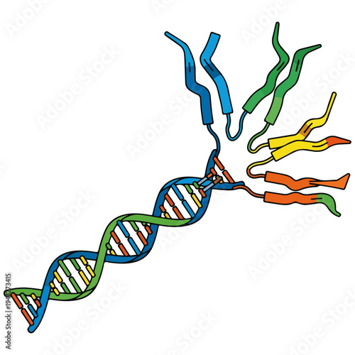 Colorful DNA Helix Gene Editing Scientific Vector Illustration
