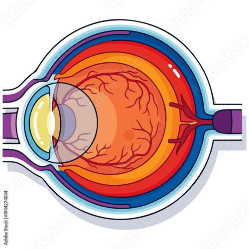 human eye cross section anatomy flat vector medical illustration