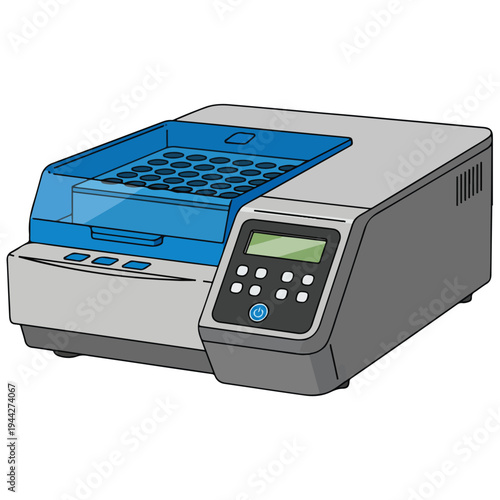laboratory dry bath incubator flat line art vector illustration