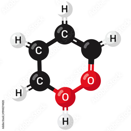 Phenol Chemical Molecular Structure Flat Vector Illustration