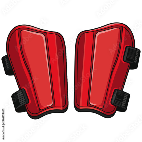 red soccer shin guards cartoon vector illustration
