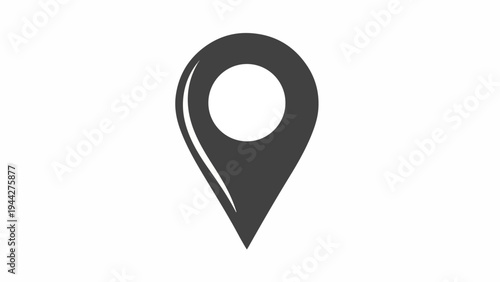 Black Map Pin Icon on White Background.