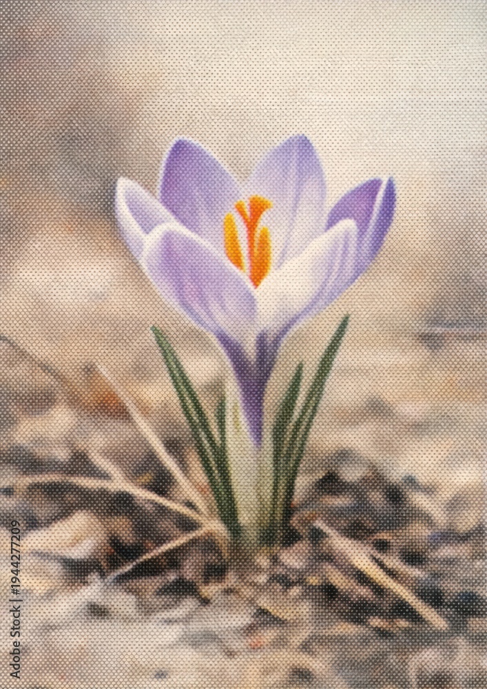 Fototapeta premium Purple crocus flower in bloom.