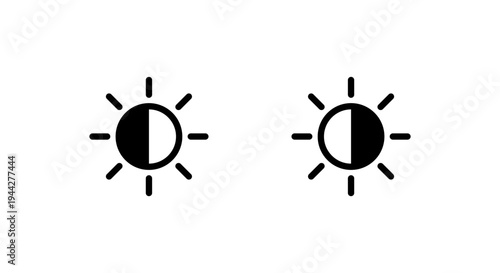Half sun brightness icon. Light and dark contrast symbol