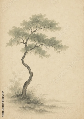 Elegant minimalist tree illustration.