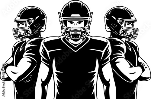 American Football Players Team Silhouette Vector Illustration