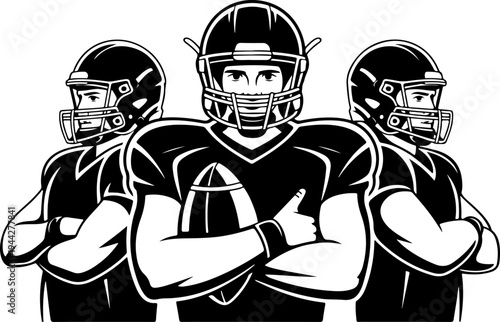 American Football Players Team Silhouette Vector Illustration