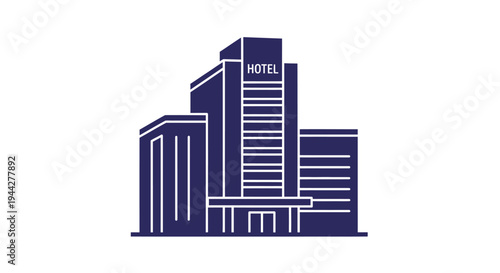 Modern hotel building architectural illustration for travel and accommodation