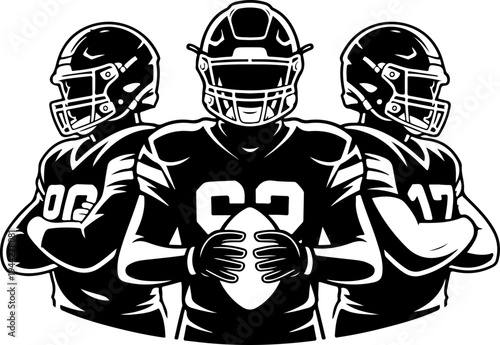 American Football Players Team Silhouette Vector Illustration