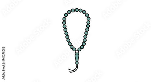 Illustrated green prayer beads isolated on white background for design assets