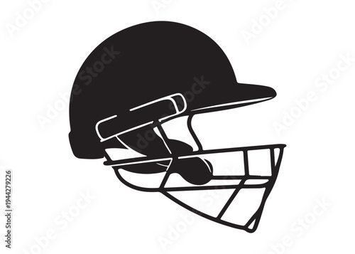 cricket helmet logo silhouette vector, batsman helmet logo silhouette vector illustration, safety helmet logo silhouette, sports protection equipment helmet logo silhouette design on white background