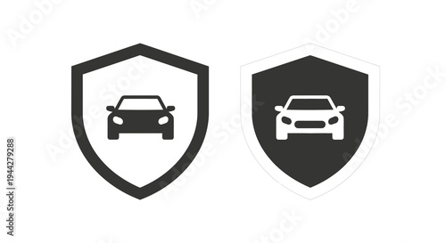 Car insurance and security shield icons set