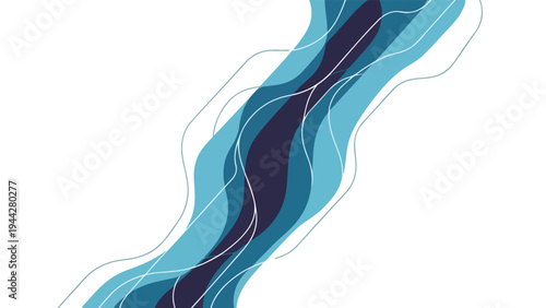 Blue Wavy Lines Abstract Shape Design.
