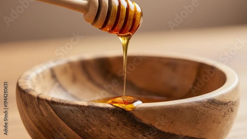 close-up of honey being poured