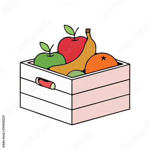 vector illustration of a box with fruit