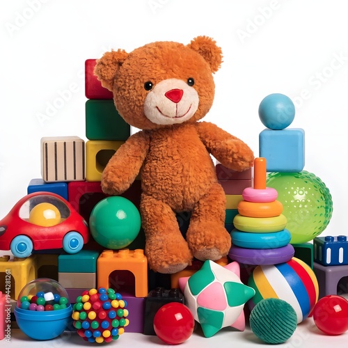 teddy bear with toys