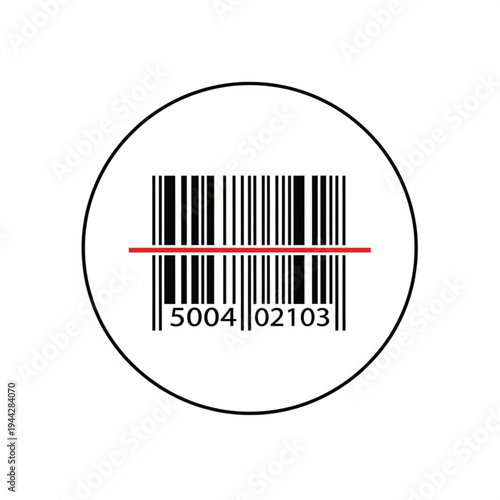 Barcode Label with Numbers Inside Circle.