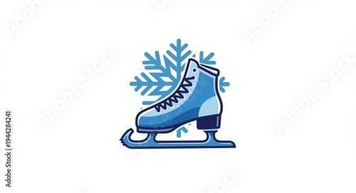 Blue Ice Skate with Snowflake Design.