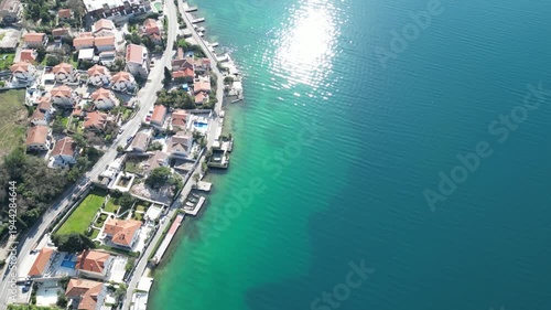 Montenegro, Bay of Boka - Kotor. Incredible color of the water along the shore